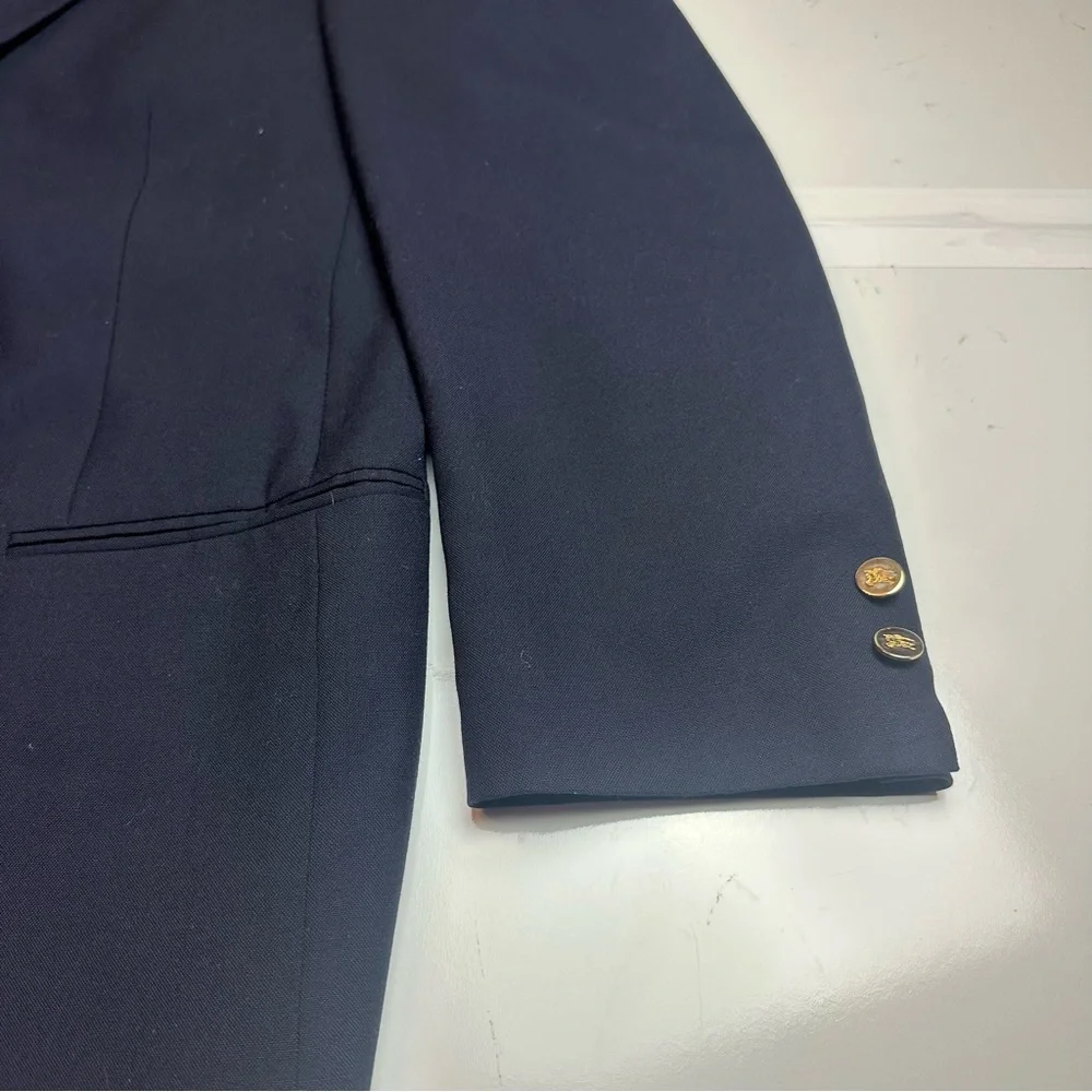 Burberry Heritage Navy Wool Blazer with Gold Buttons Late 90s–Early 2000s
